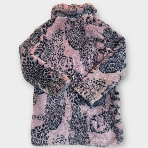 Guess Los Angeles Faux Fur Coat Pink Animal Cheetah Print Womens Outerwear Small - Picture 3 of 9